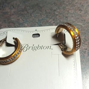 Brighton Meridian  earrings . Gold small hoops with rhinestones.